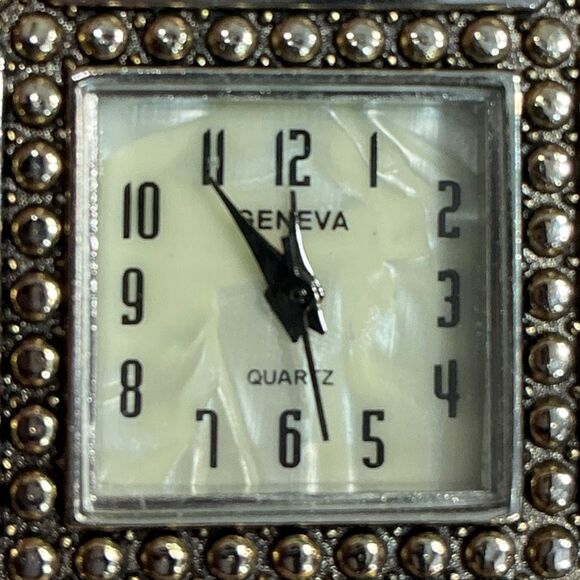 Geneva Y2K Vintage Silver Tone Square Face Bangle Cuff Bracelet Watch main image 7